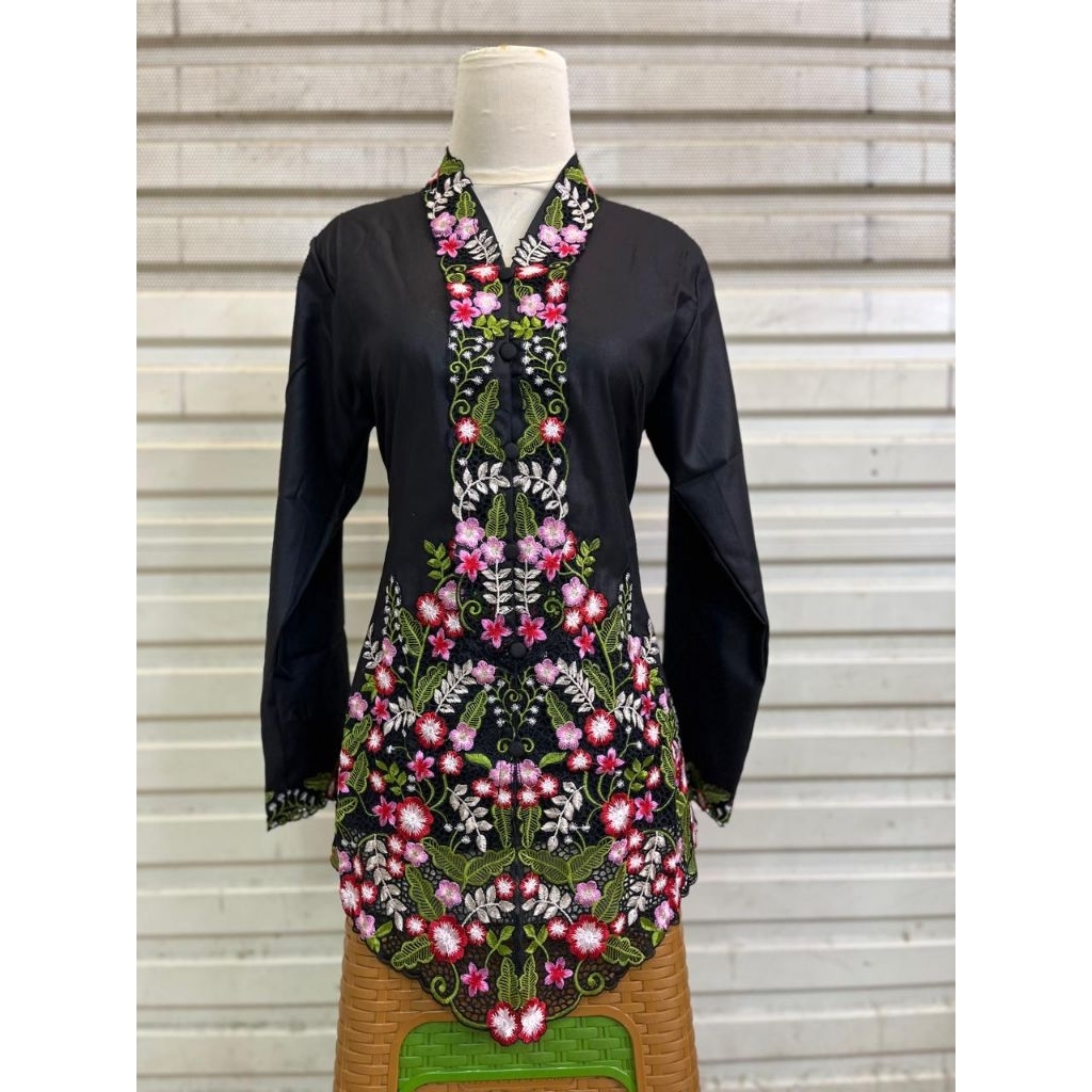 Kebaya Encim Bordir Pancawarna Lengan Panjang / Kebaya Encim / Kebaya Encim Modern / Baju Betawi Tra