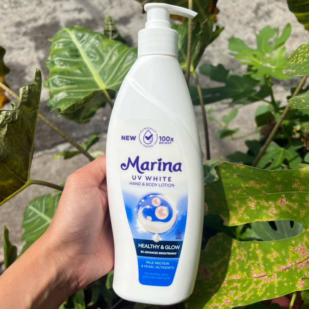 Marina UV White Healthy & Glow Hand Body Lotion (Marina Biru 350ml)/Marina Biru 350Ml