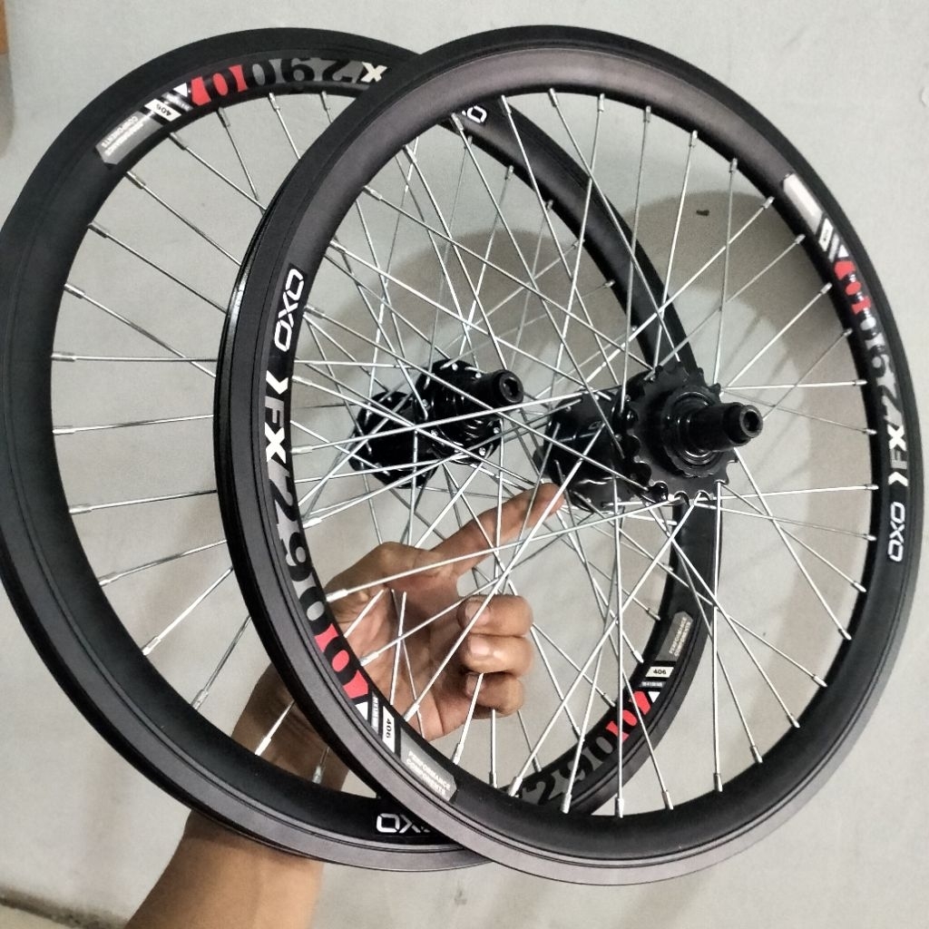 Wheelset sepeda BMX 20 inchi Velg OXO FX2900 HUb OXO HB-120 36 hole Alloy double wall sealed bearing