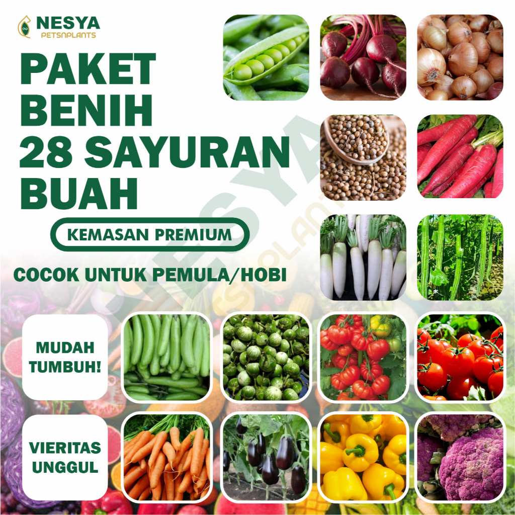 Paket Benih 28 Jenis Sayur Buah Premium Berkualitas Benih Sayuran Buah Bibit Sayuran