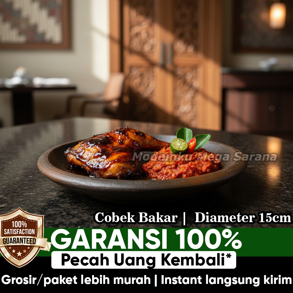 Piring Tahu Gejrot Cobek Gerabah Tanah Liat Asli Murah - D 15 cm