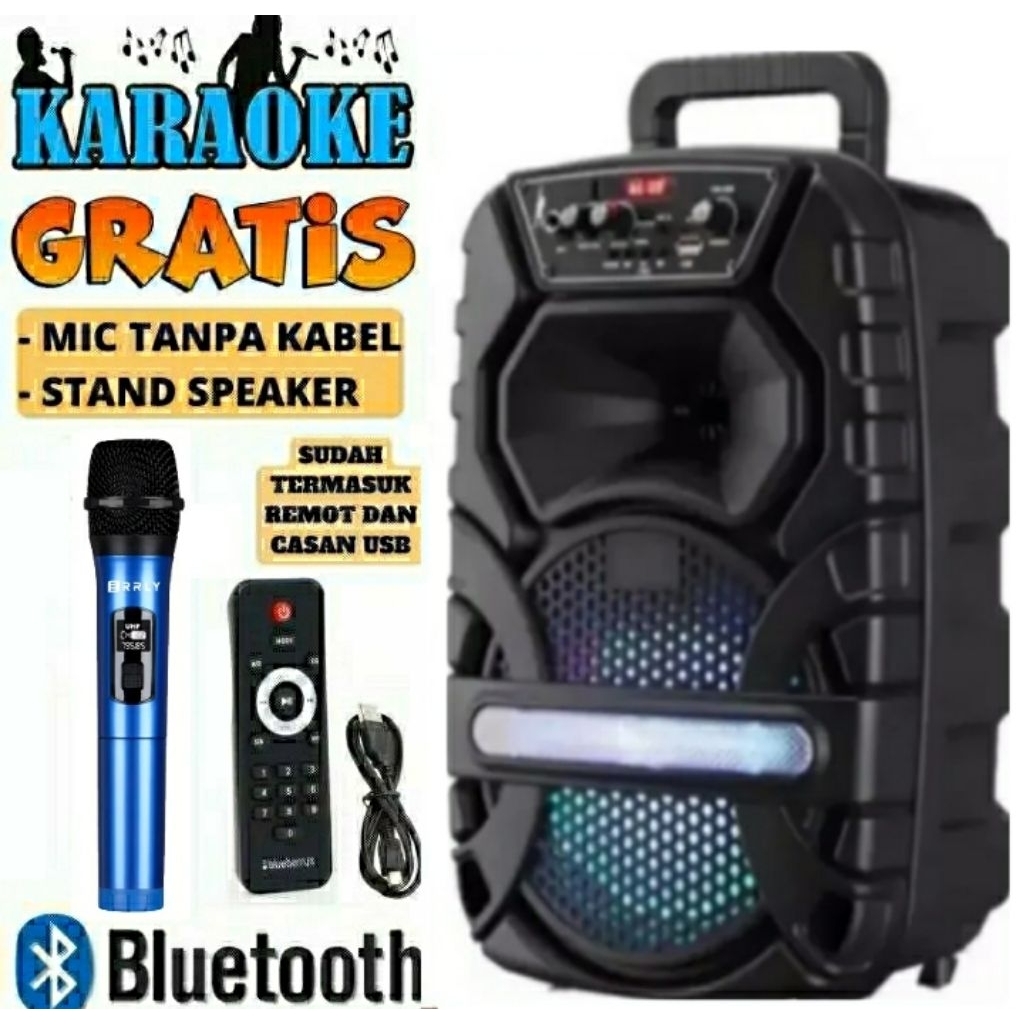 Speaker Bluetooth Kimiso 8.8inc Speaker Bluetooth Subwoofer aktif 7801 Super Bass Speaker karoeke FM