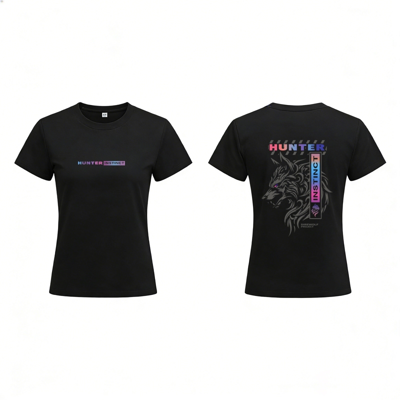 Baju Wanita Amerika Crop Top Bahu Lurus Kerah Bulat Pendek Katun Tinggi Kualitas Cetakan Serigala Wa