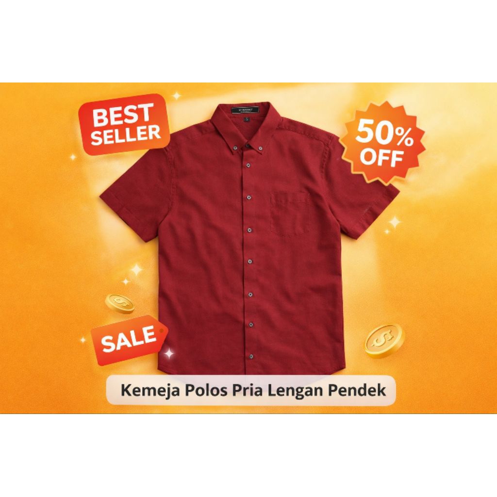 Kemeja Polos Pria Lengan Pendek Bruno Art – Kemeja Pria Casual Semi Formal