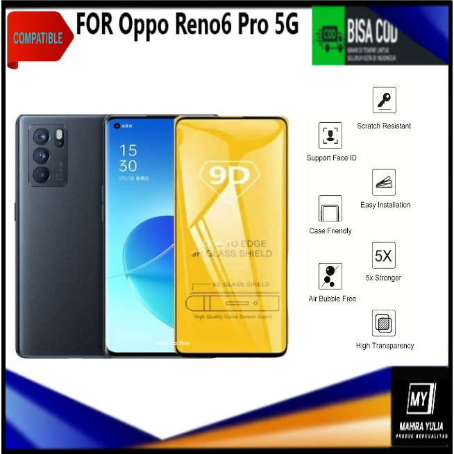 Promo Tempered Glass Warna Hp Oppo Reno6 5G/ Reno6 Pro 5G Anti Gores Kaca Full Layar Full Glue Skin 