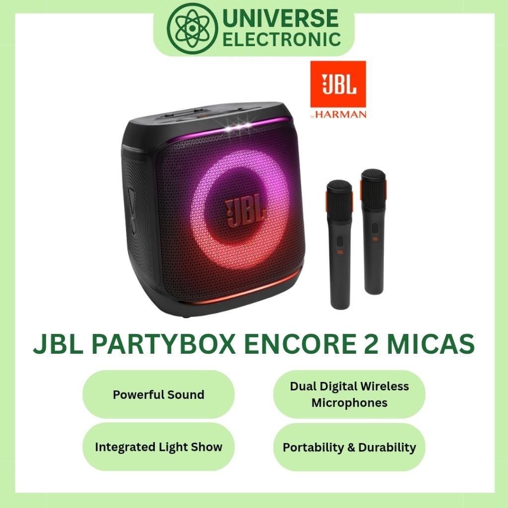 JBL PARTYBOX ENCORE 2 WITH 2 MIC PORTABLE SPEAKER