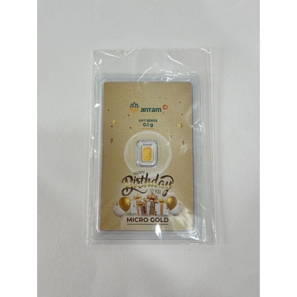 ANTAM x PT. HARTADINATA ABADI Micro Gold 0.1 Gram Happy Birthday Selamat Ulang Tahun Hadiah Gift 999