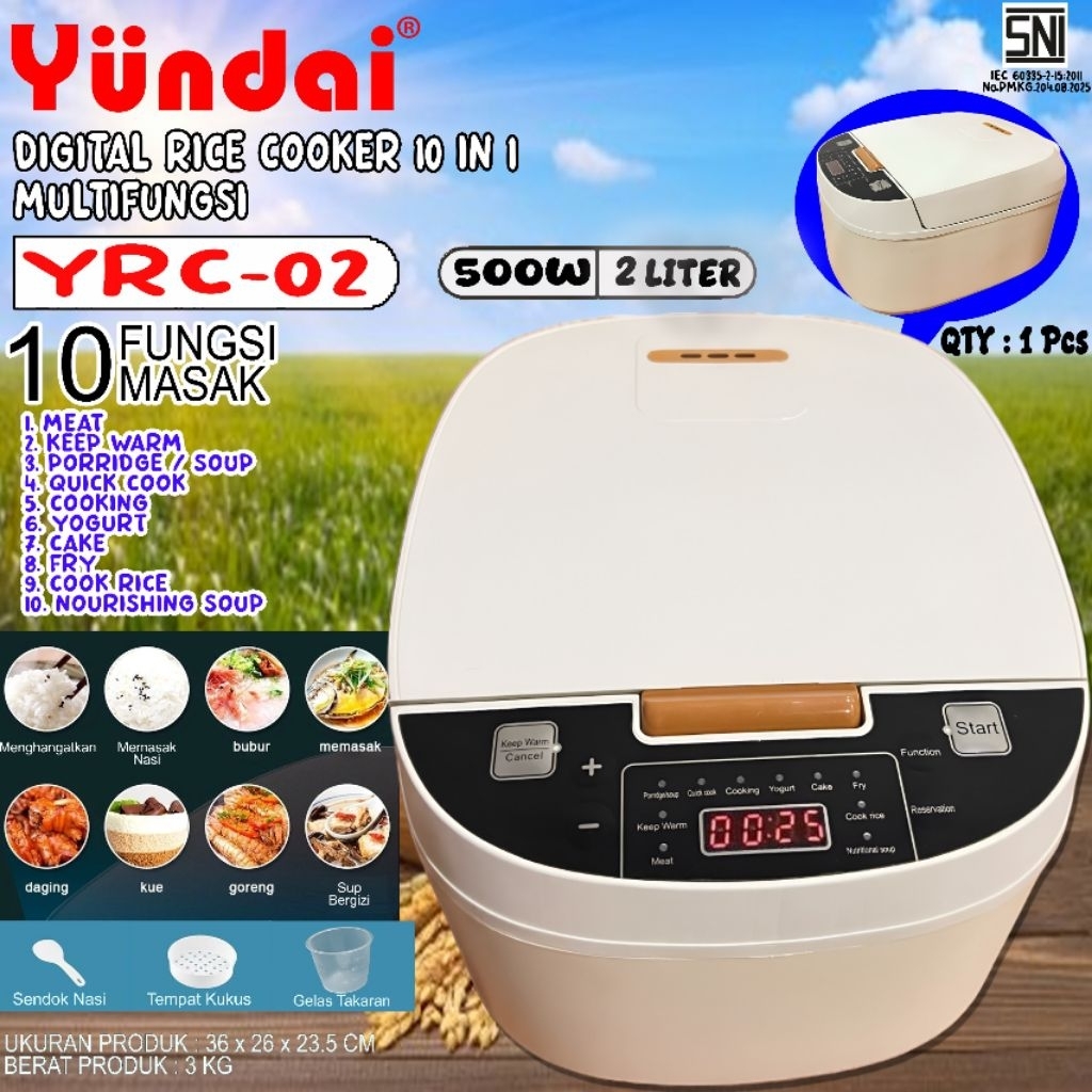 RICE COOKER 10 IN 1 MULTIFUNGSI DIGITAL YUNDAI YRC-02