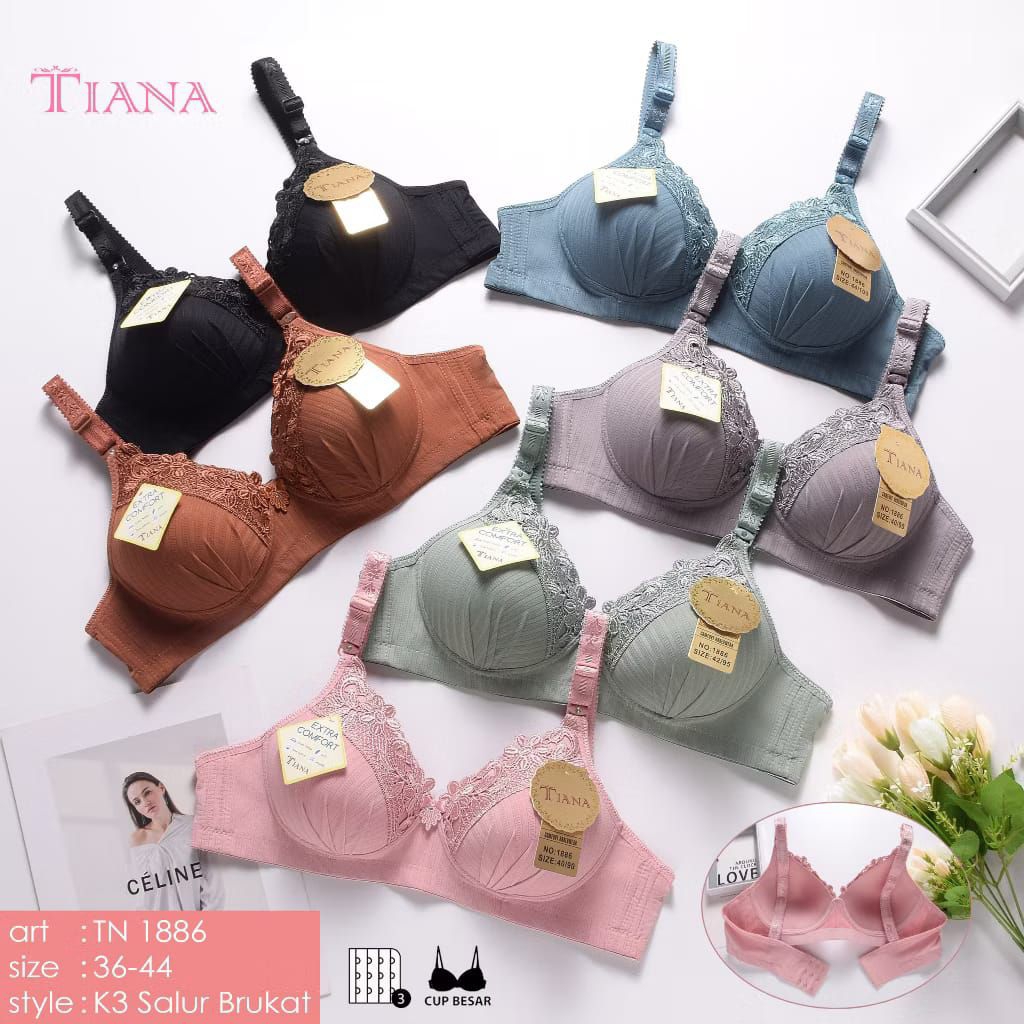 Bra Bh Tiana 1886 Cup B Busa kait 3 Motif ½ Borkat ukuran 38 - 44