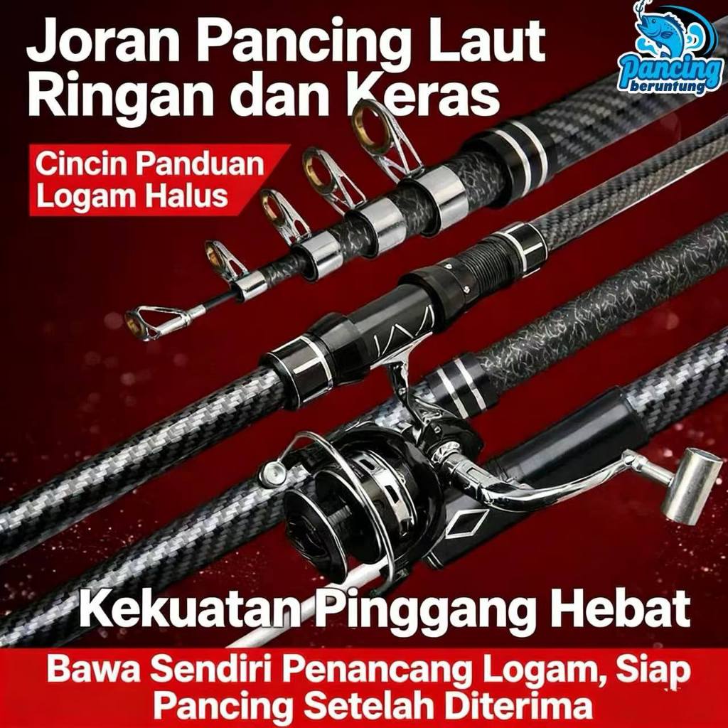 Joran Laut Karbon Super Keras Baru, Lempar 100m, Pasak Tanah Built-in, Ring Keramik Besar, Ukuran 42