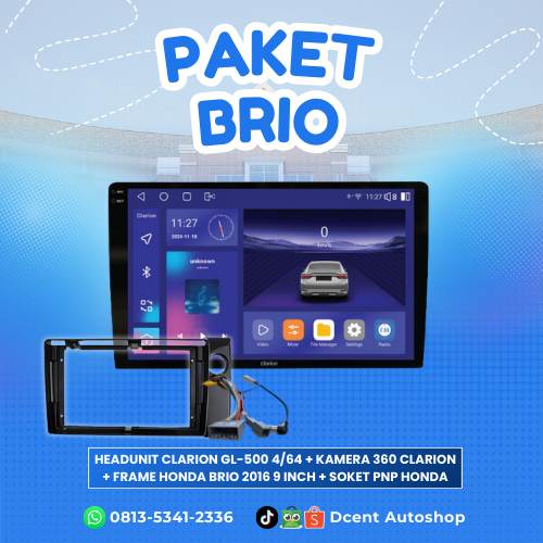 Paket Murah Audio Mobil Brio - Paket Mobil Brio - Paket Set Head Unit Android + Kamera 360 Mobil Bri