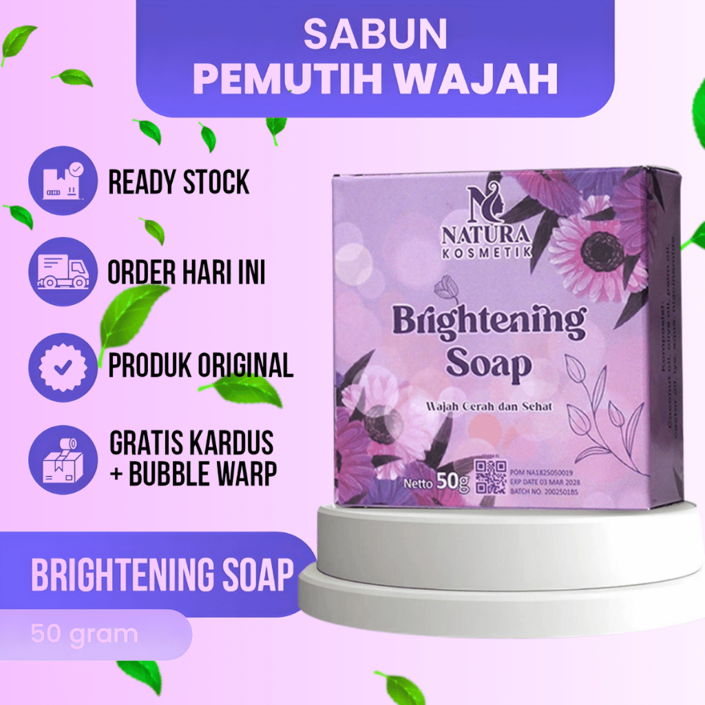 Sabun Cuci Muka pemutih Dan Glowing Memutihkan Wajah Pria Wanita BRIGHTENING SOAP Natura Kosmetik