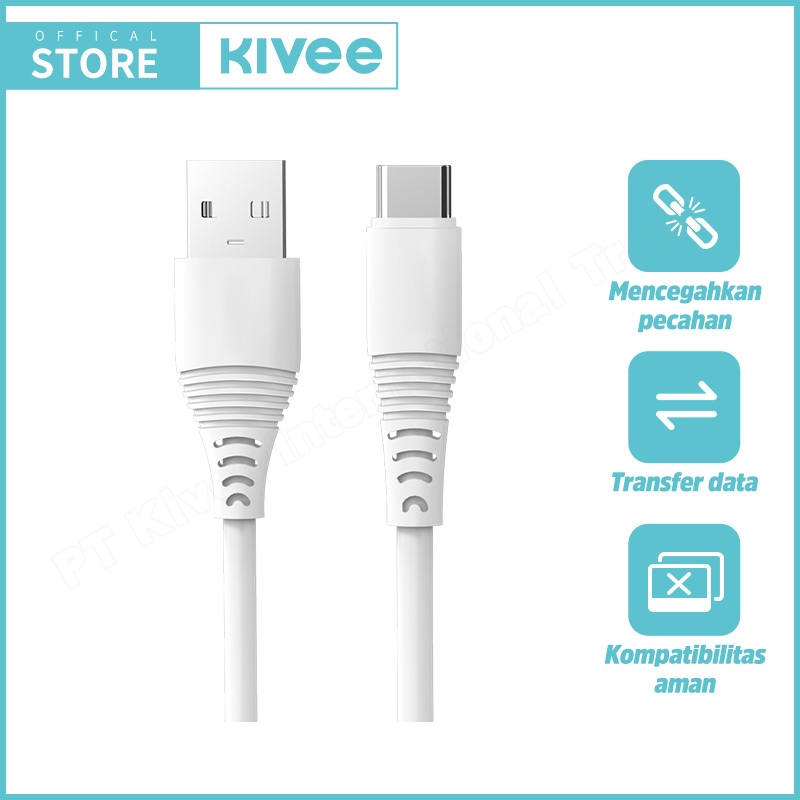 HOT PRODUCT KIVEE KABEL DATA TYPE C IPHONE MICOR USB KV-CT01 WHITE FOR XIAOMI VIVO OPPO SAMSUNG