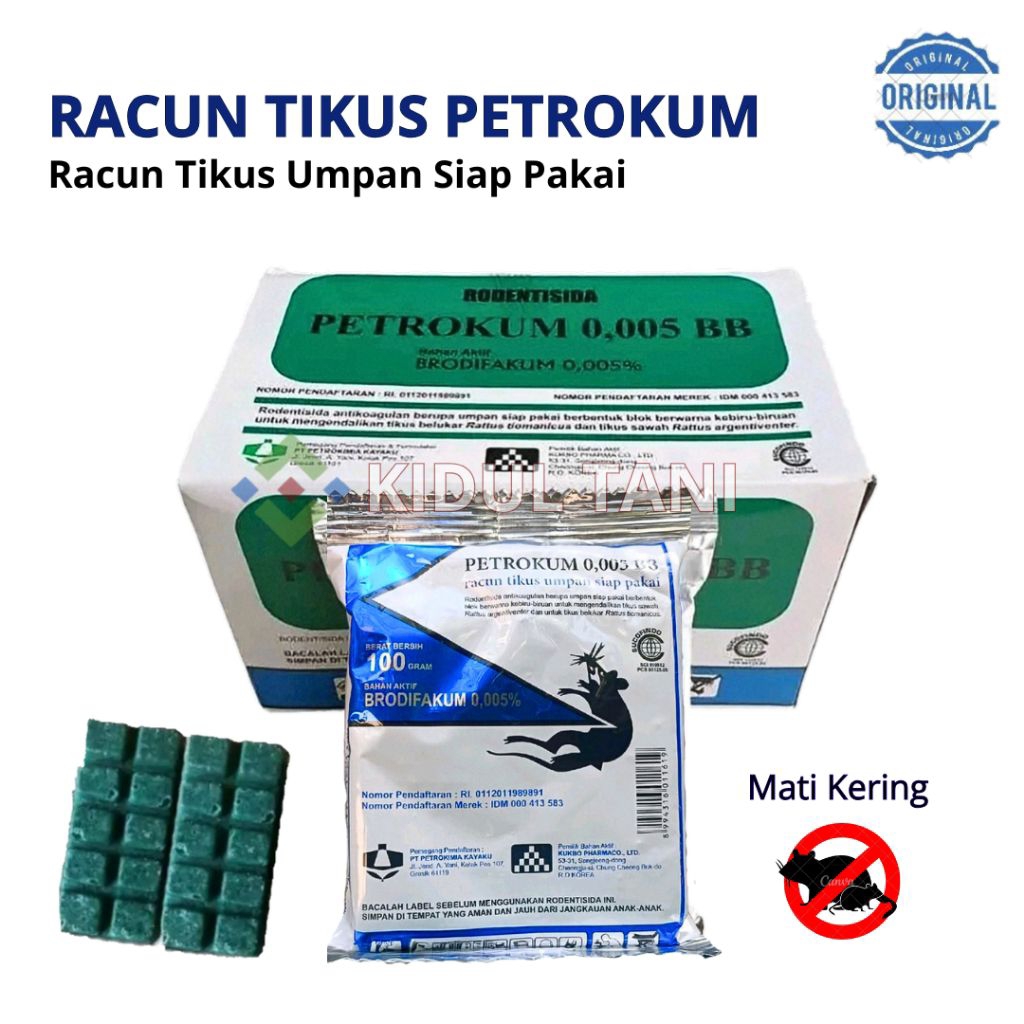 Racun Tikus PETROKUM Asli Ampuh Obat Racun Umpan tikus Mati Kering Tikus Rumah Sawah 100gr Balok Kot