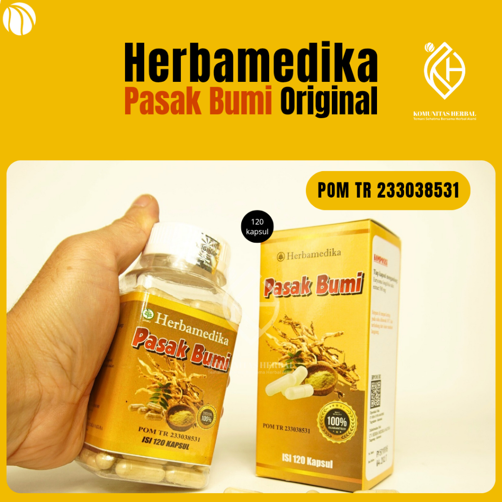 HERBAMEDIKA PASAK BUMI (Eurycoma Longifolia) BPOM | Ekstrak Herbal Isi 120 Kapsul Original