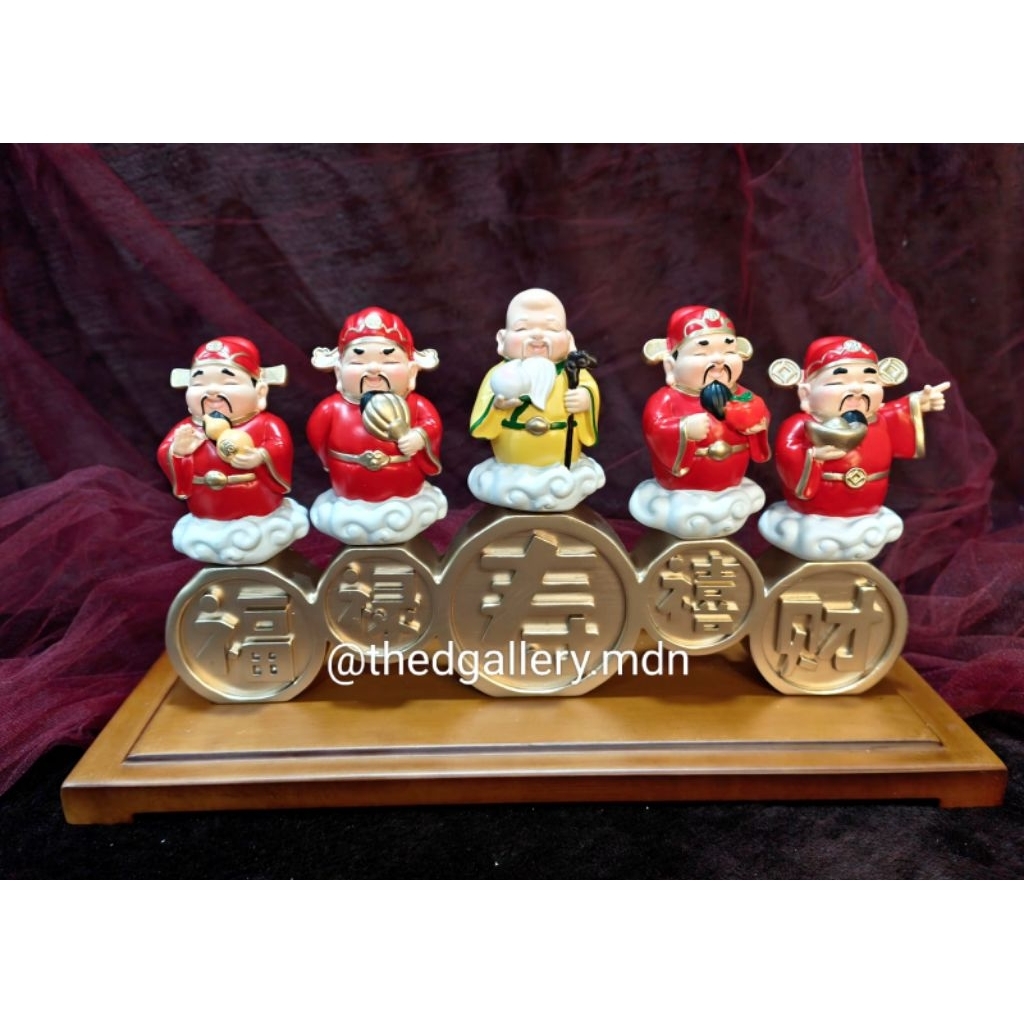 Pajangan 5 Dewa / Pajangan Dewa Rezeki / Dekorasi Fengshui Patung 5 Dewa