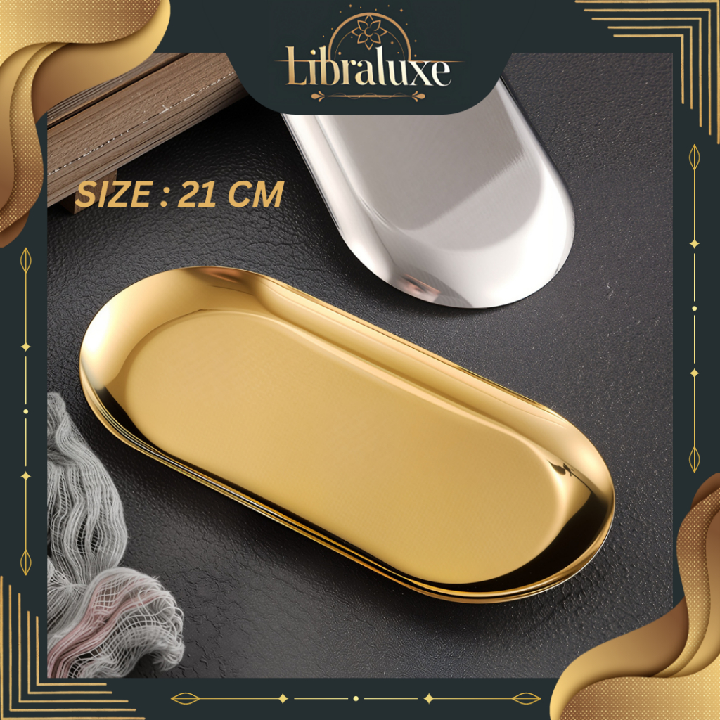 Nampan Oval Ukuran 21 CM / Premium Tray Oval Stainless Steel / Piring Hidangan Cantik Serbaguna
