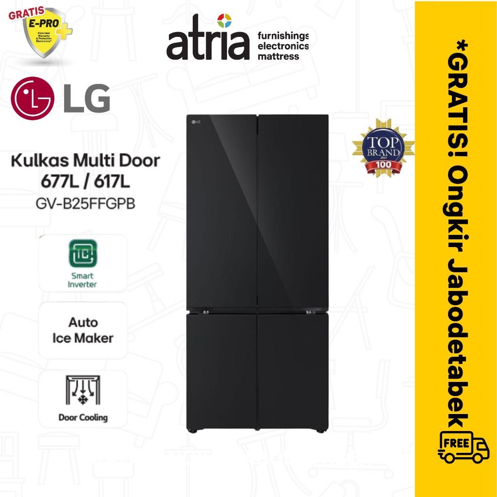 LG Kulkas Multi Door 677L / 617L - DoorCooling - Auto Ice Maker - FRESHConverter - GV-B25FFGPB