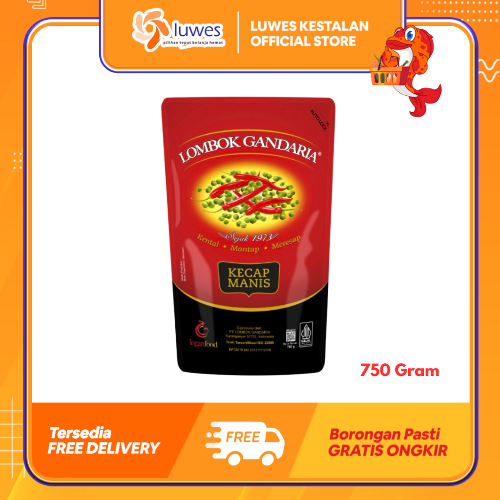 (LUWES) Kecap Lombok Gandaria Pouch 750 Gram | Kecap Manis Lombok Gandaria Besar 750 Gram | Kecap Lo