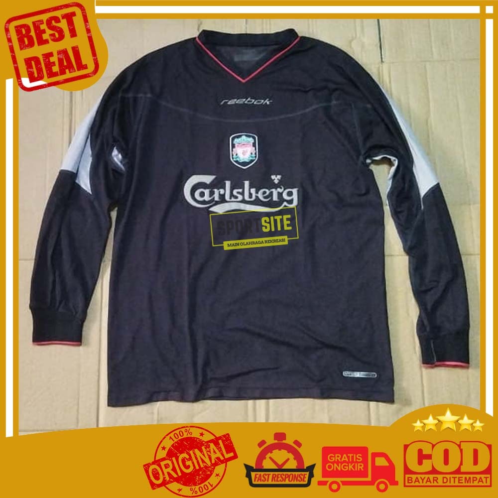Kaos Reebok Jersey Liverpool F.C. 2002 2003 Away Long Sleeve Football Club Soccer Running Sports Shi
