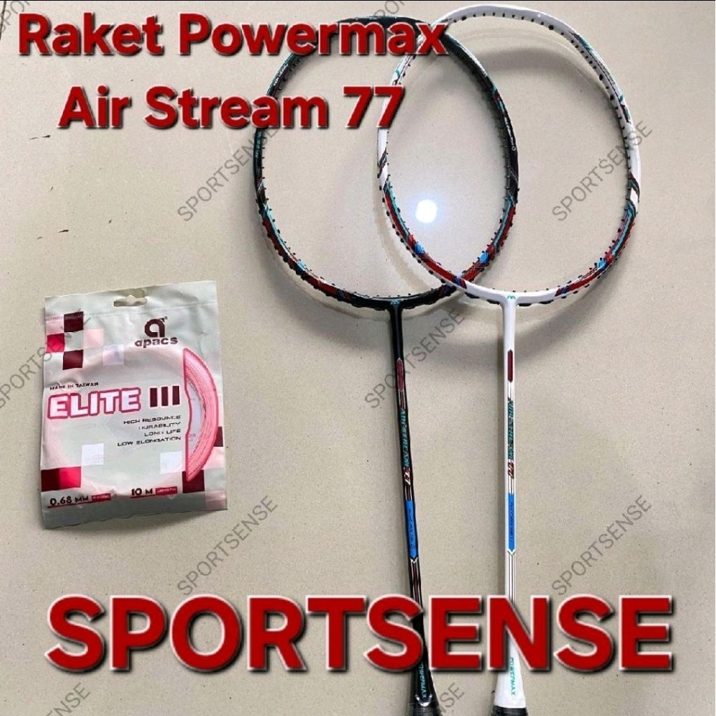 Raket Badminton Powermax Power Max Air Stream 77 35LBS Original Bonus Senar