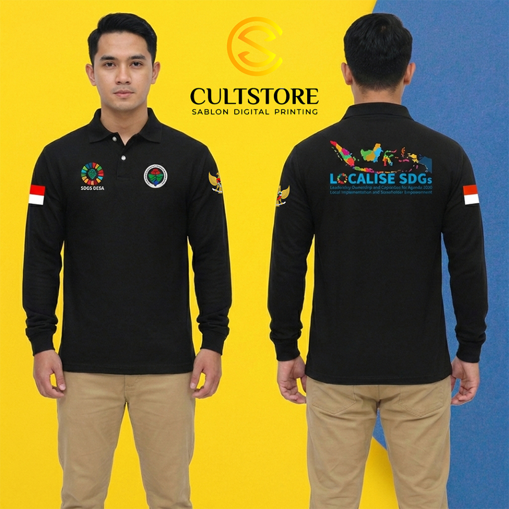 kaos polo kerah kemendes sdgs desa terbaru bisa costum desain sendiri indonesia