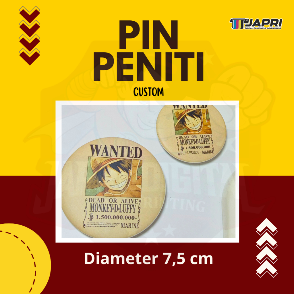 Pin Peniti Custom Desain diameter 7,5 cm