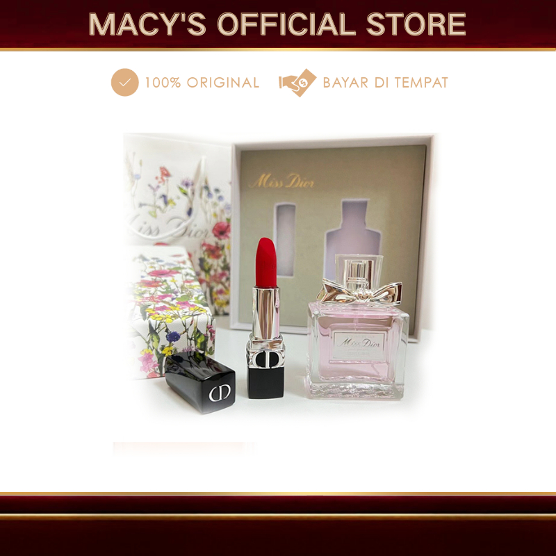 Dior Parfum Gift Set original |Miss Dior Blooming Bouquet Eau De Toilette 50ML+Dior lipstik Velvet #