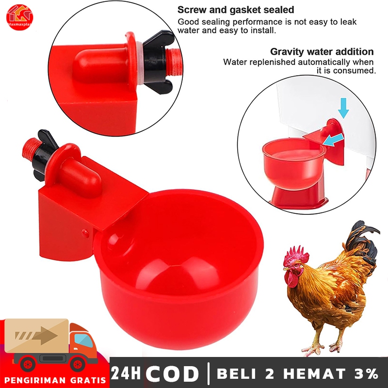Cangkir Air Ayam Plastik Mangkuk Minum Merah untuk Peternakan Kandang Anak Ayam Bebek Angsa Kalkun B