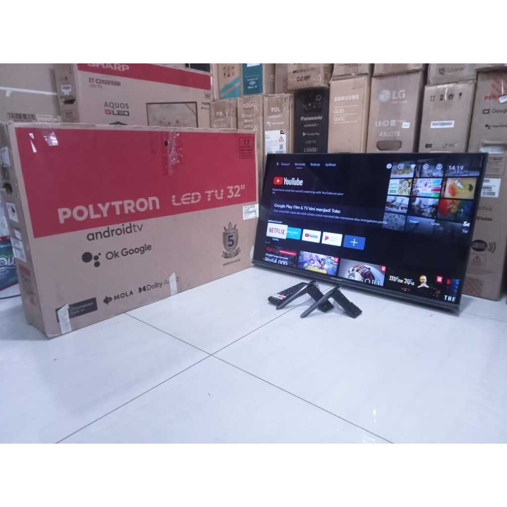 TV LED POLYTRON ANDROID 32 INC SUDAH DIGITAL KONDISI BEKAS MASIH SEGEL (6834R)