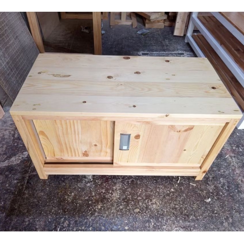 Lemari Rak Sepatu/sandal 80 x 40 x 45 cm full kayu jati belanda vernis atau Natural