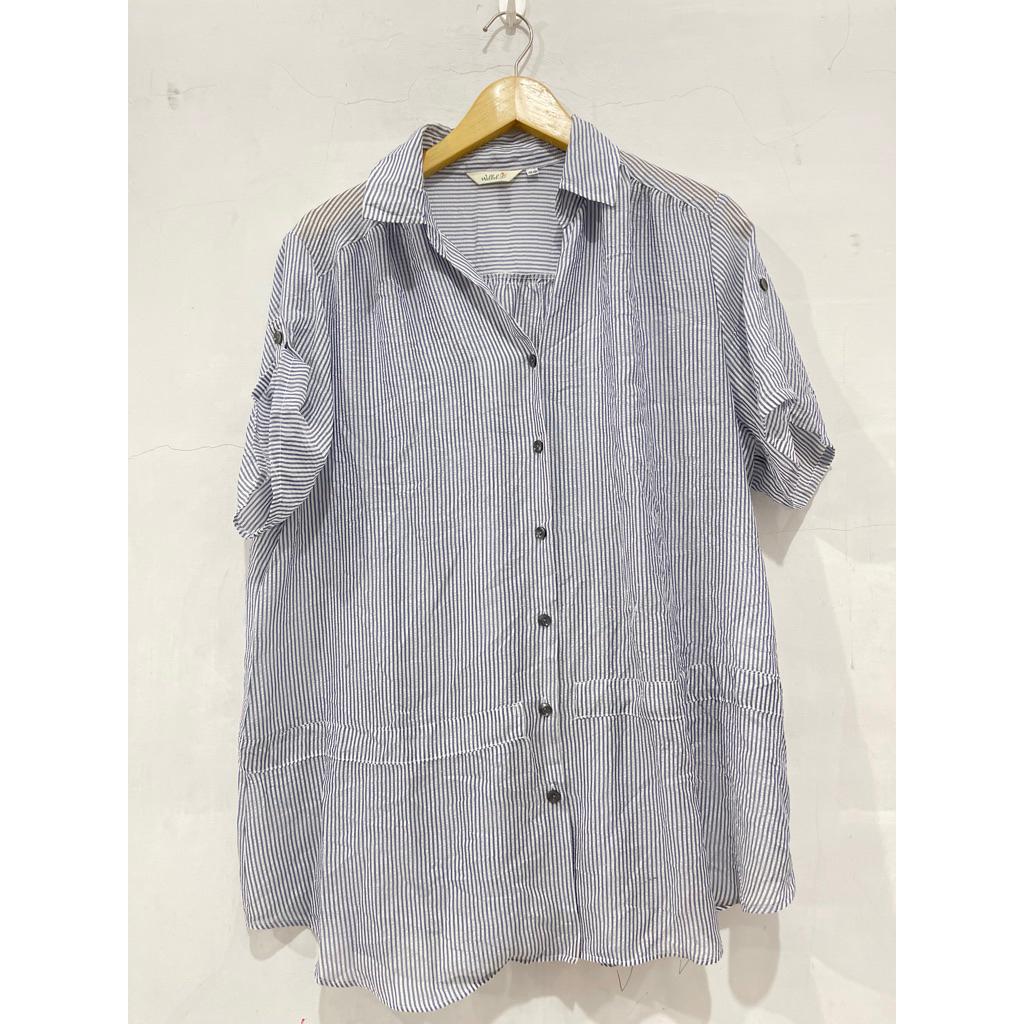 Blouse/kemeja/atasan salur biru