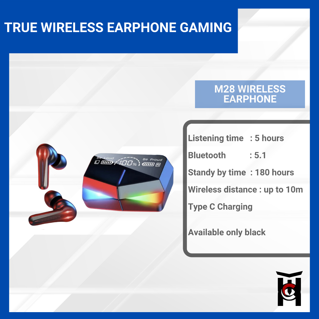Metal Tws gaming M28 earphone bluetooth / headset bluetooth m28