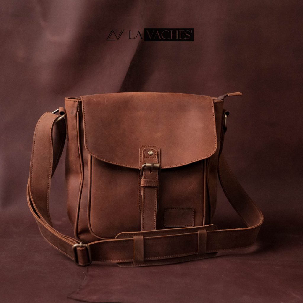 La Vaches' - Tas Selempang Pria Mesengger Mini Kulit Asli - Nakula