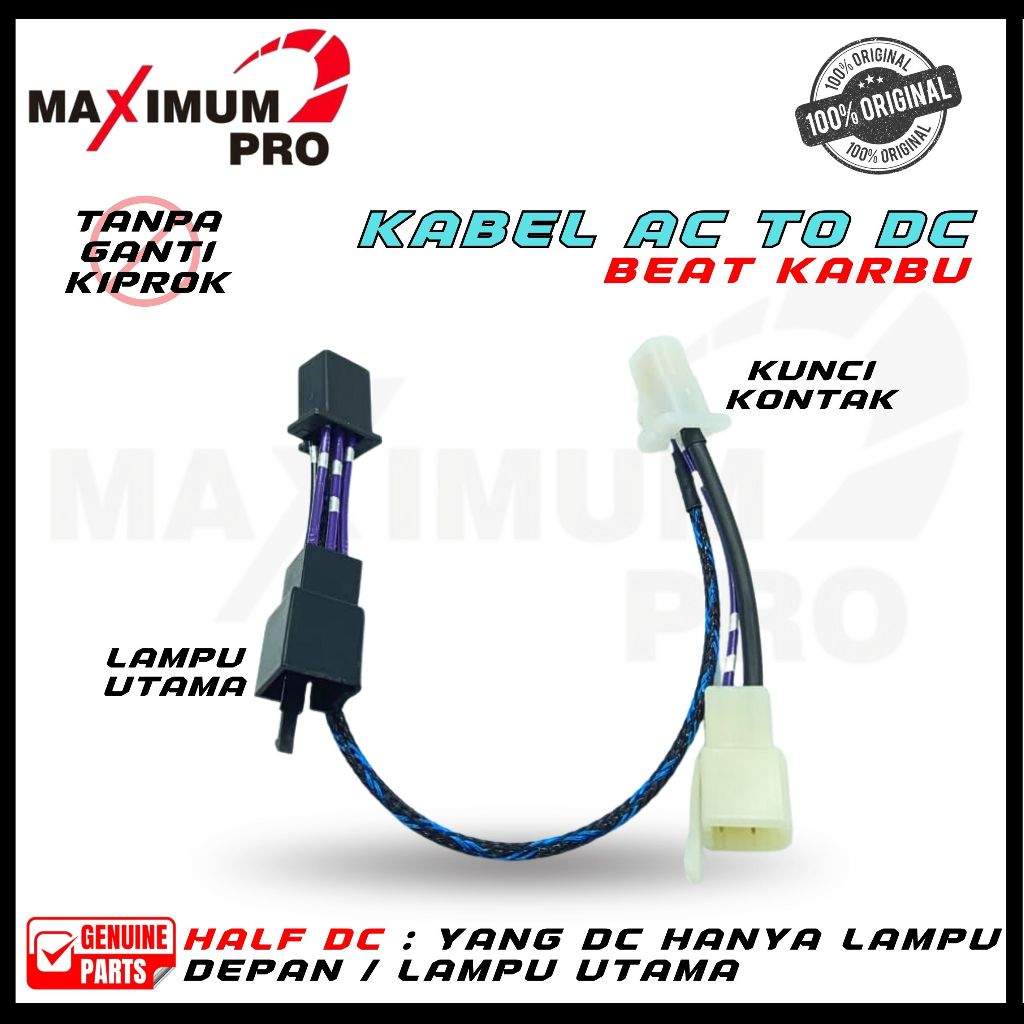 KONVERTER AC TO DC BEAT KARBU KABEL CONVERTER DC PNP TANPA GANTI KIPROK LAMPU DEPAN MOTOR HONDA BEAT