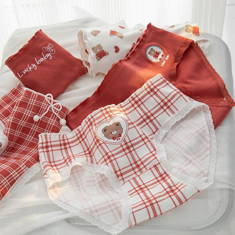 CLICKBRA | CD2201 Celana Dalam Wanita Soft Lucu CD Underwear Fashion Jepang Motif Kotak Merah