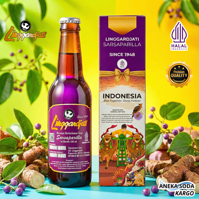 LIMUN LINGGARDJATI sarsaparilla minuman soda 330ml | Packing Premium Halal & BPOM