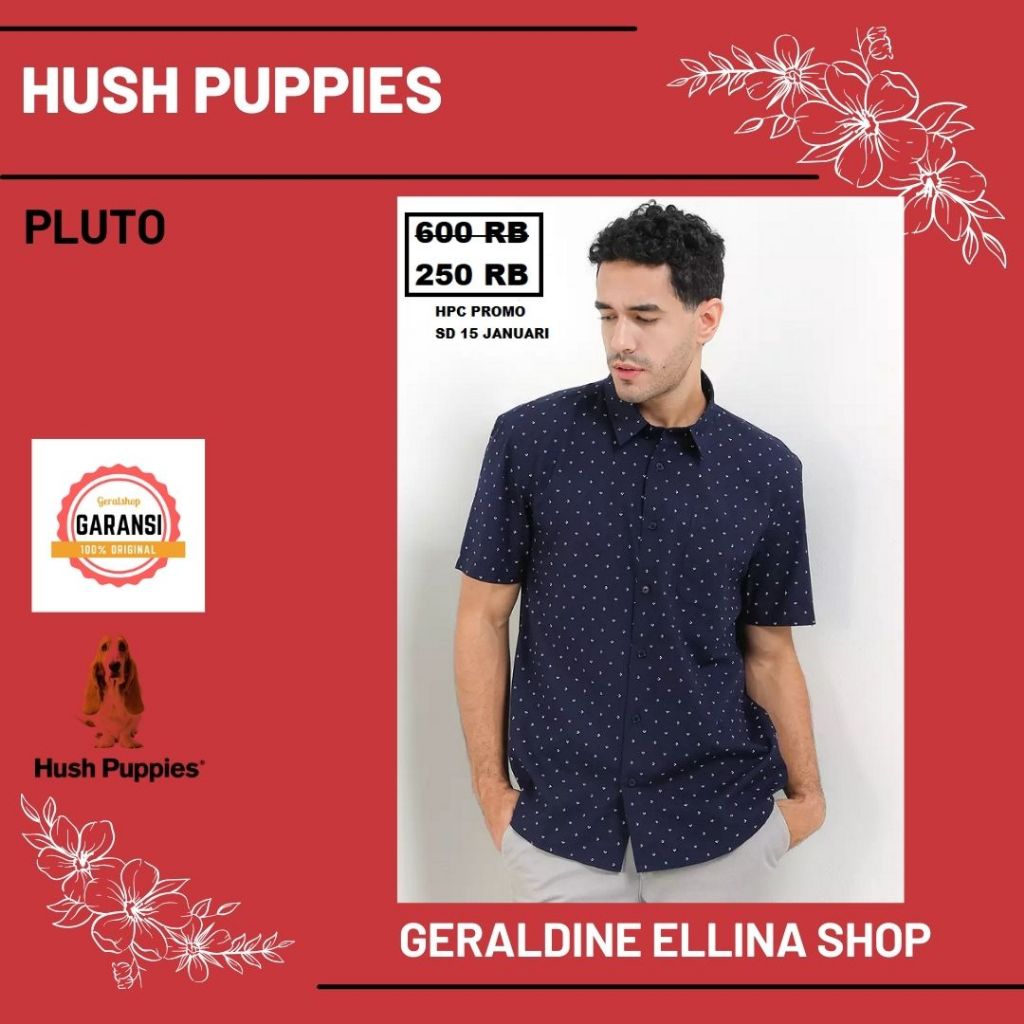 Kaos kerah pria Hush Puppies 100% original seri PLUTO