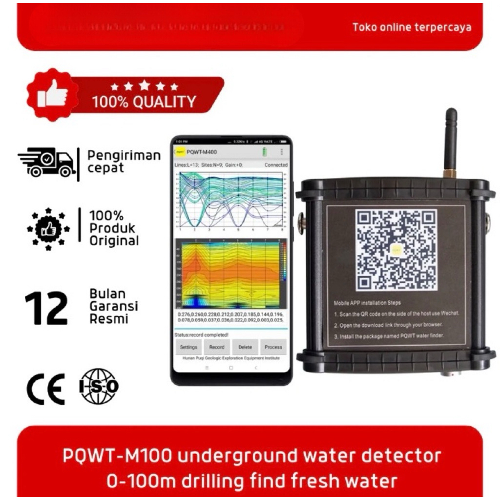 PQWT-M100 underground water detector 0-100m drilling find fresh water