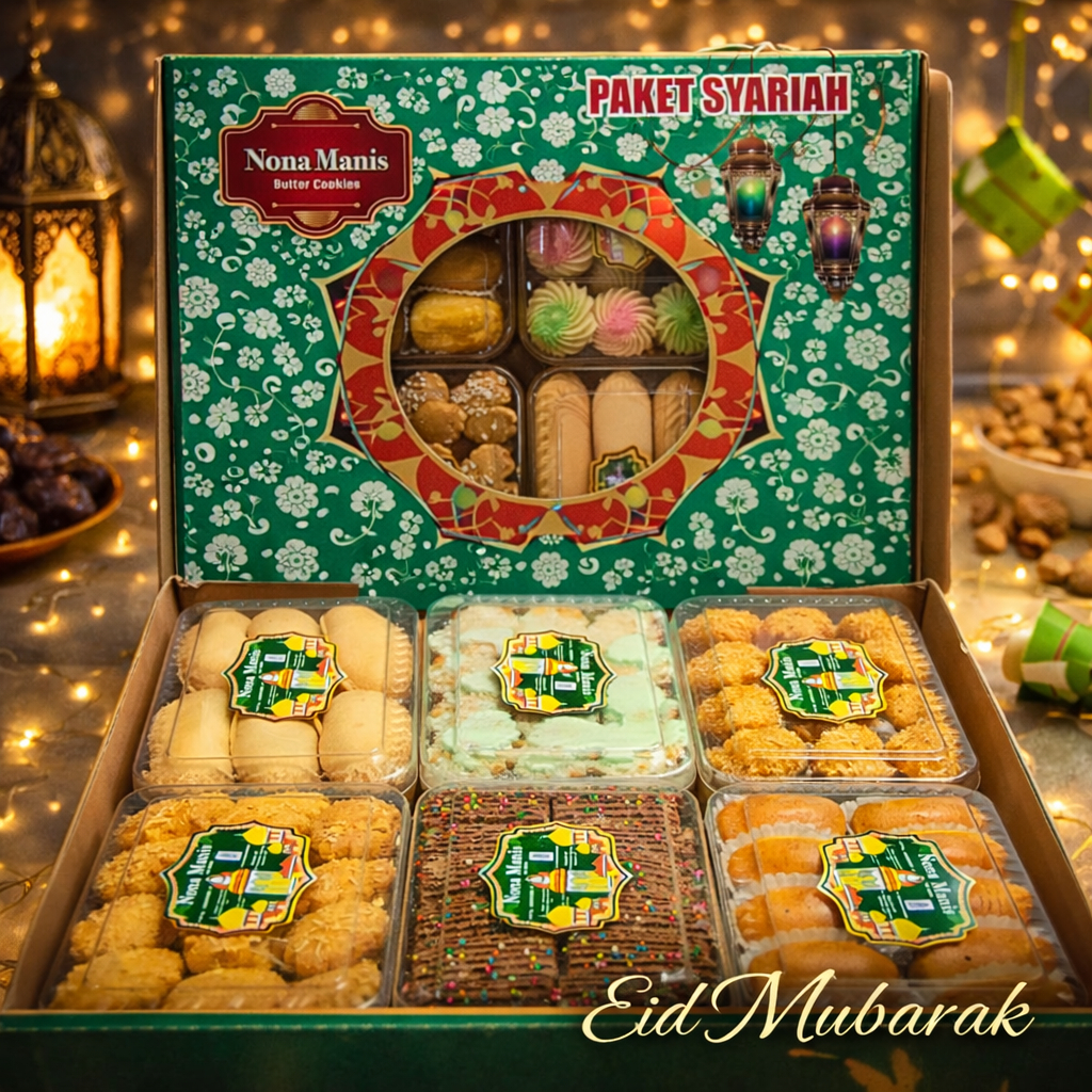 Apazada - Kue Kering Lebaran Nona Manis Syariah Halal / Hampers Kue Lebaran Paket 6 Toples Murah