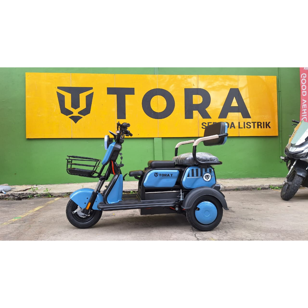 TORA Selis Roda 3 Sepeda Listrik Motor 800W 40km 35km/jam Hijau Merah Biru