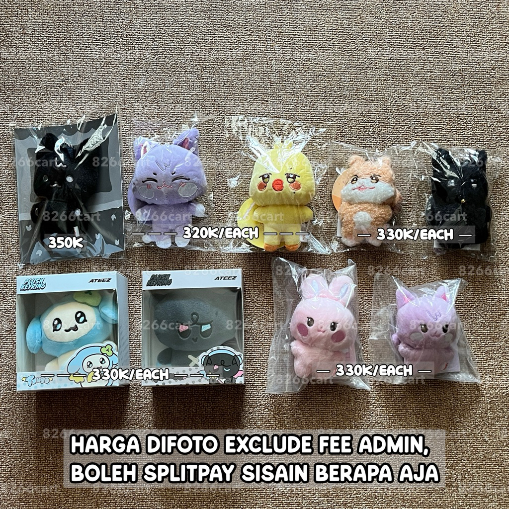 [READY STOCK INA, SIAP KIRIM] ateez - flatfur plush, plush keyring, mini plush, tiny plush (aniteez 