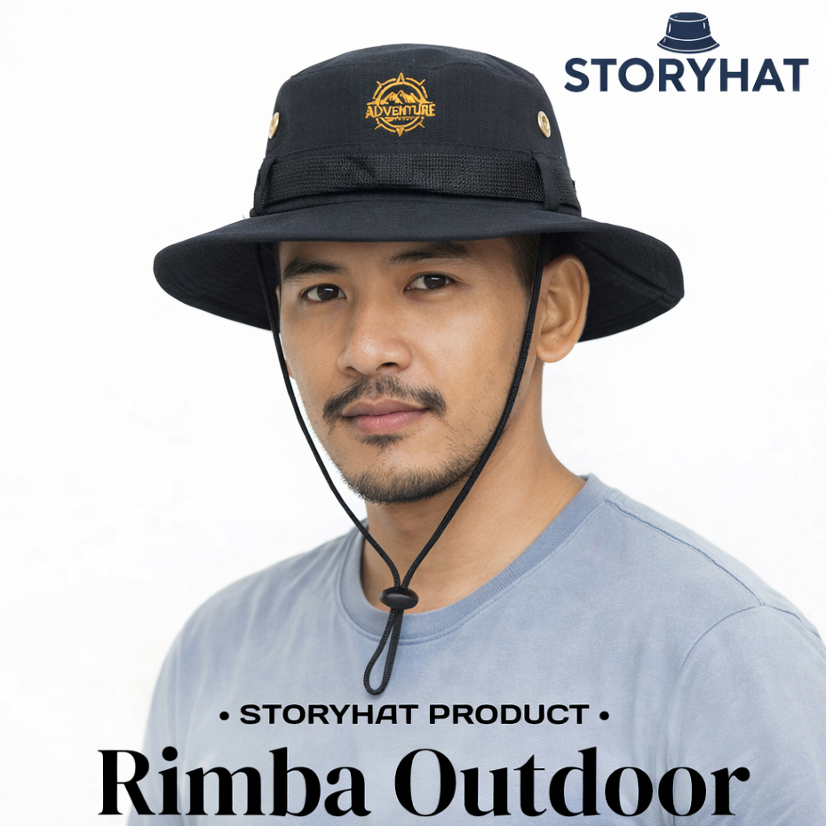 Topi Rimba Outdoor Pria Wanita Anti UV Logo Bordir – Topi Gunung Hiking Pancing Berkebun Adventure M