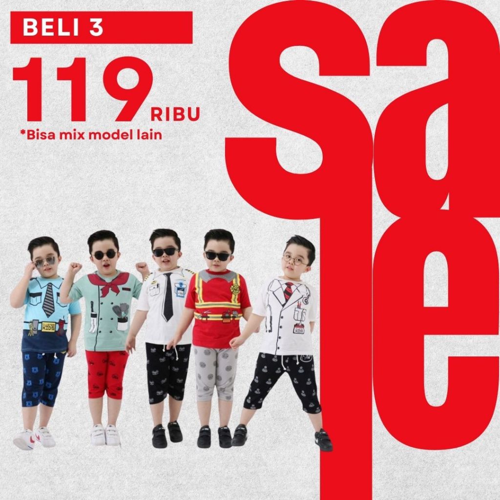 Cluster Kids Set Profesi Set Cita Cita Anak Laki Laki Setelan Pendek Anak Cowok