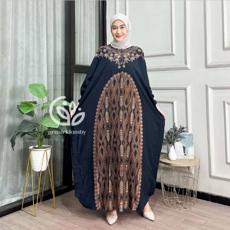Kaftan Ayana Rayon Jumbo Kaftan Batik Motif Sultan Busui Lengan Panjang Gamis Kaftan Lebaran