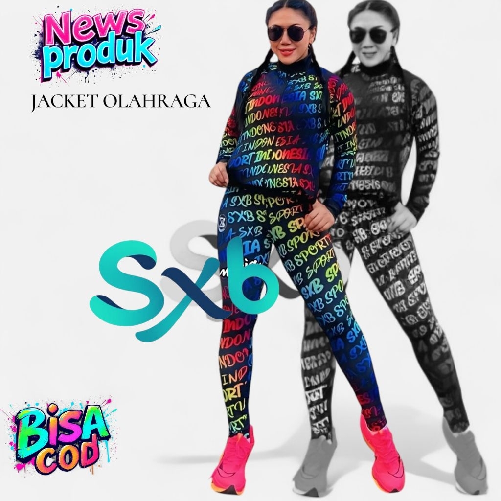 SETELAN BAJU OLAHRAGA SENAM AEROBIC PRIA WANITA SXB SPORT JACKET DAN LEGGING SWIMMING COMPETITION