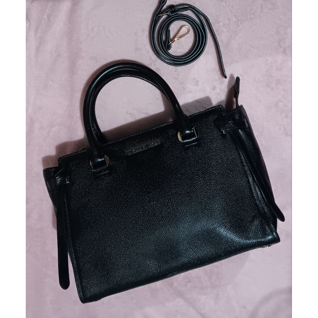 Preloved Meikel k ors Kessie Satchel Messenger Bag In BLACK Leather