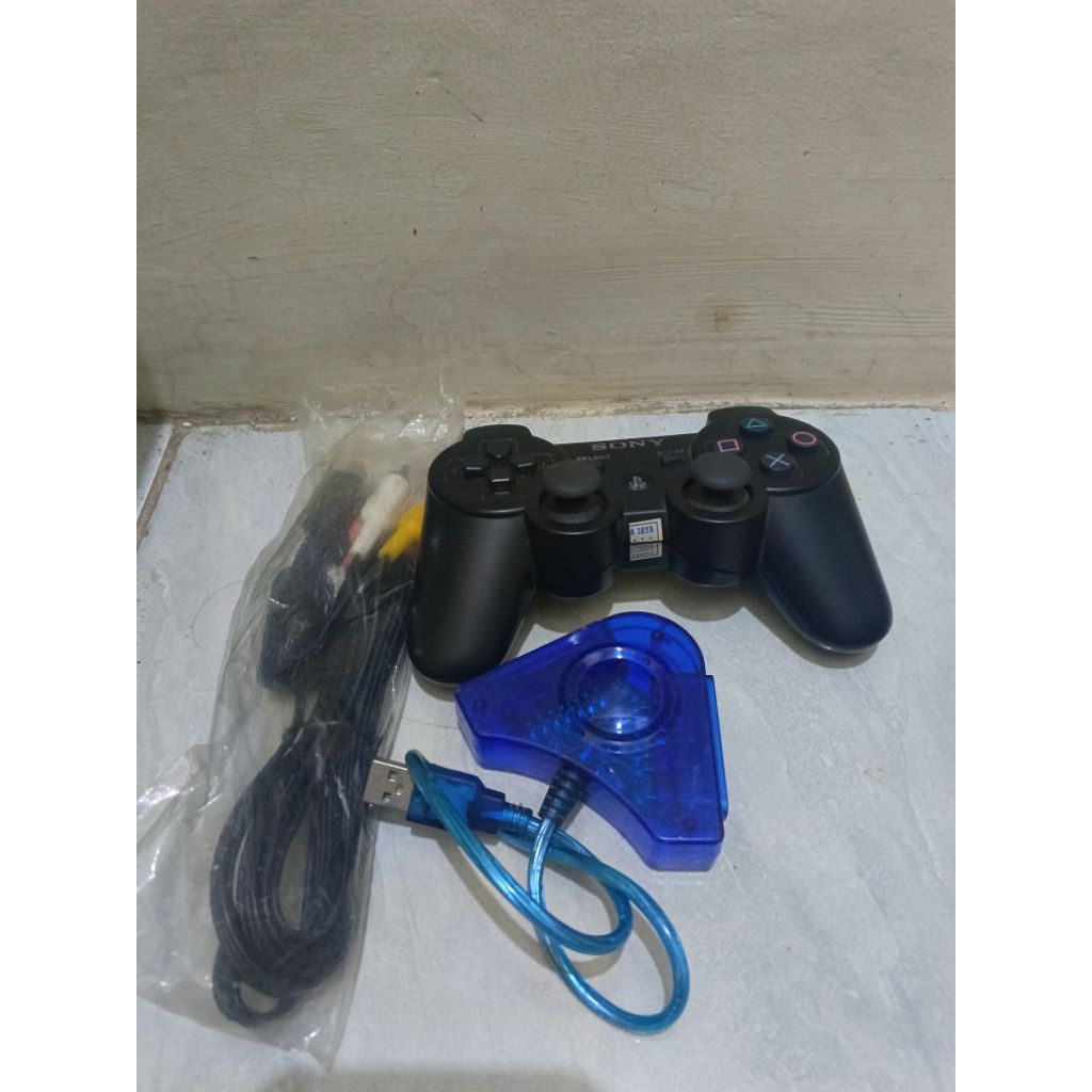 stick controller ps3+adaptor stik PS2+kable tv ps3