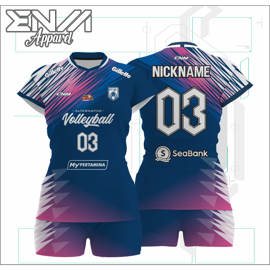Jersey volly cewek TIGIRLS custom baju volly cewek full print set jersey voli cutting cewek feminim