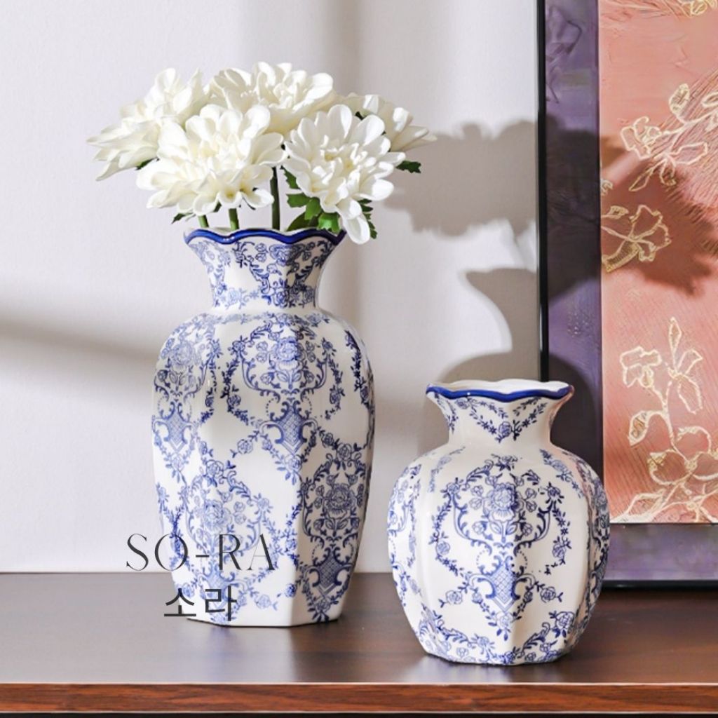 Vas Bunga Keramik Mewah Klasik Premium Estetik Flower Vase Aesthetic Guci premium Vas Bunga Lebaran 